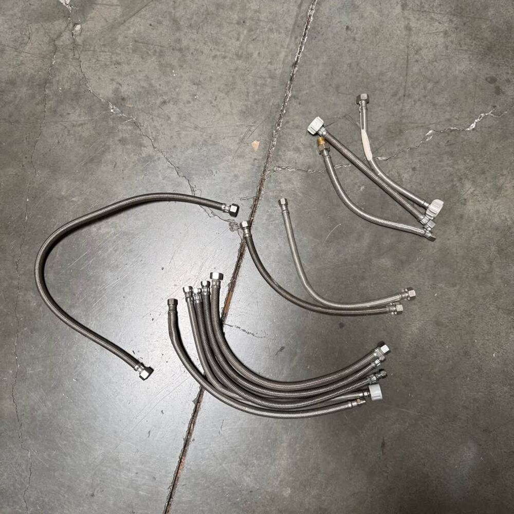 STAINLESS STEEL BRAIDED WATER SUPPLY LINES – SINK / TOILET / FAUCET (11 PCS)
